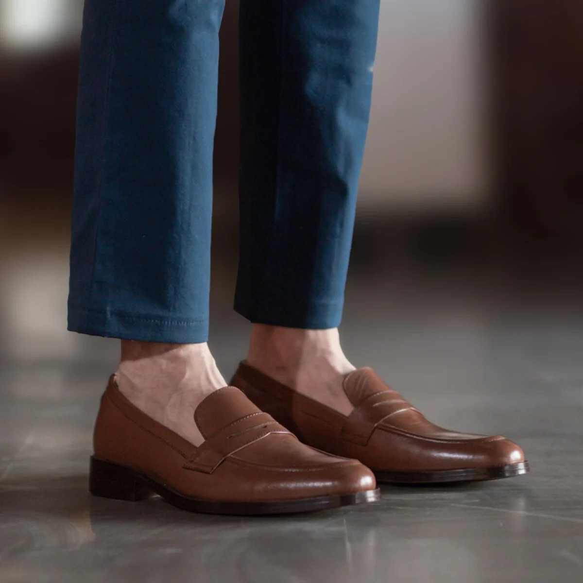 Akron Brown Leather Loafers