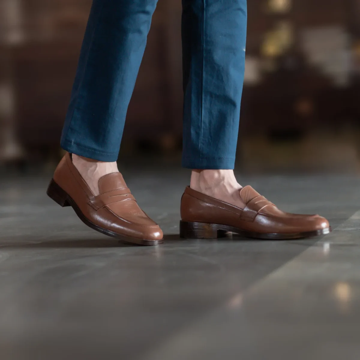 Akron Brown Leather Loafers