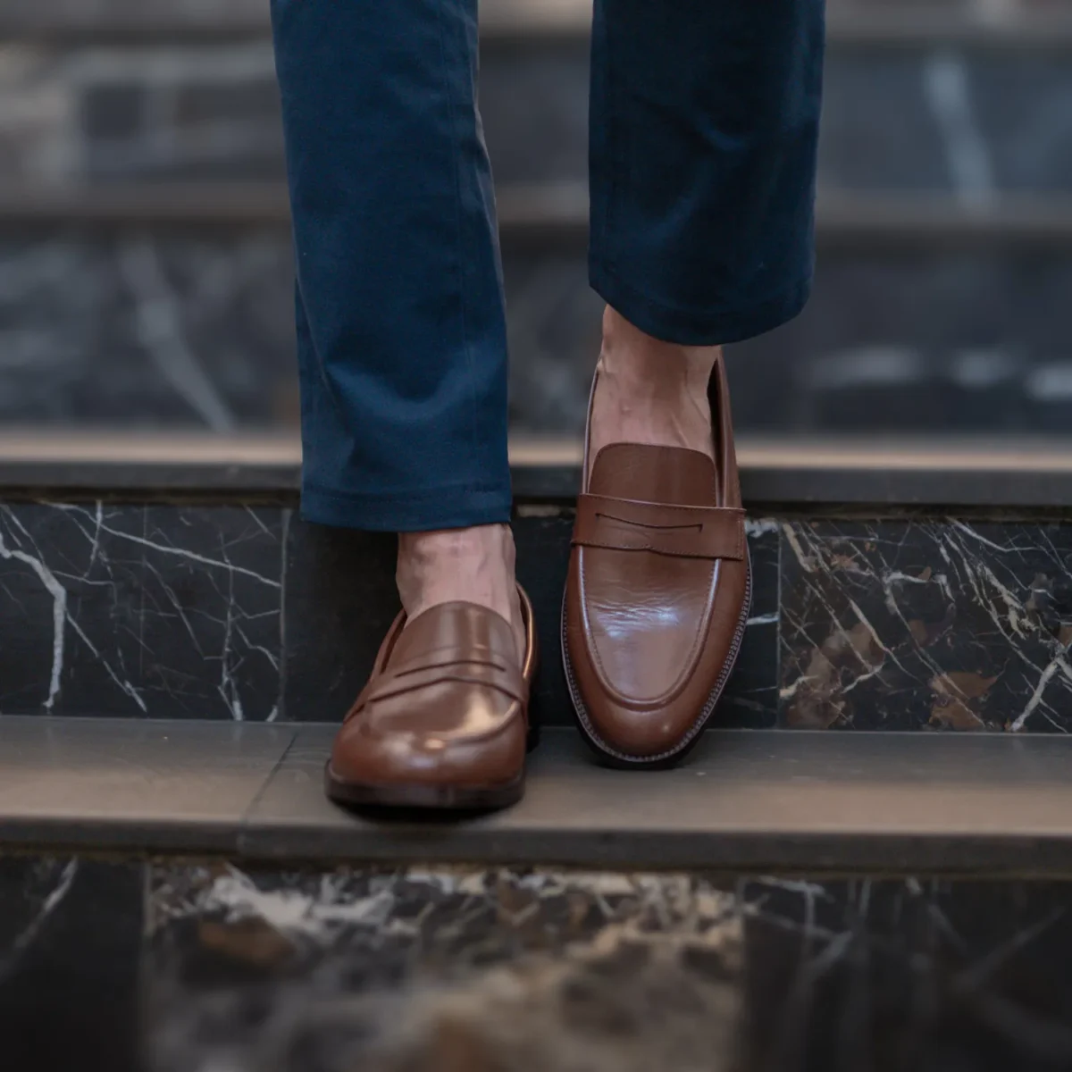 Akron Brown Leather Loafers