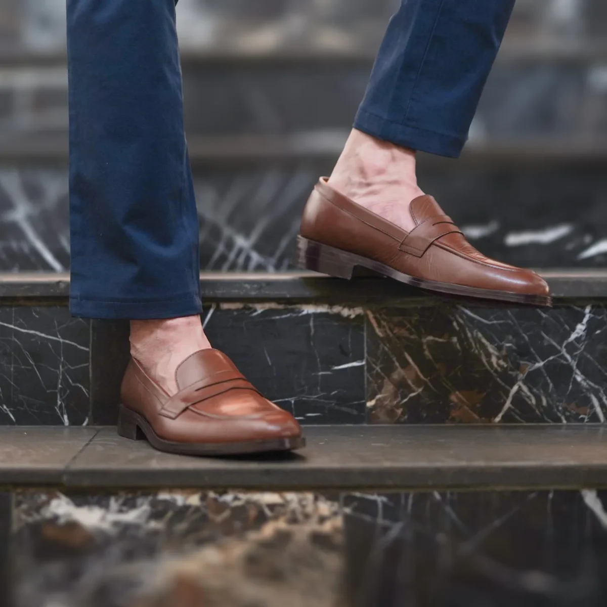 Akron Brown Leather Loafers