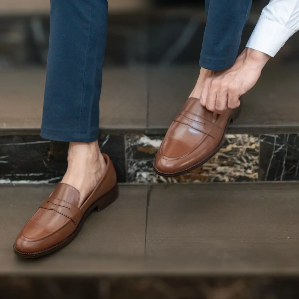 Akron Brown Leather Loafers