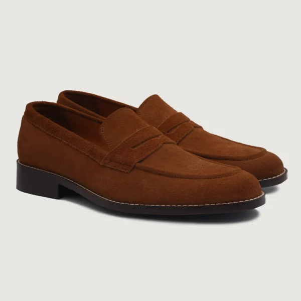 Akron Brown Suede Leather Loafers