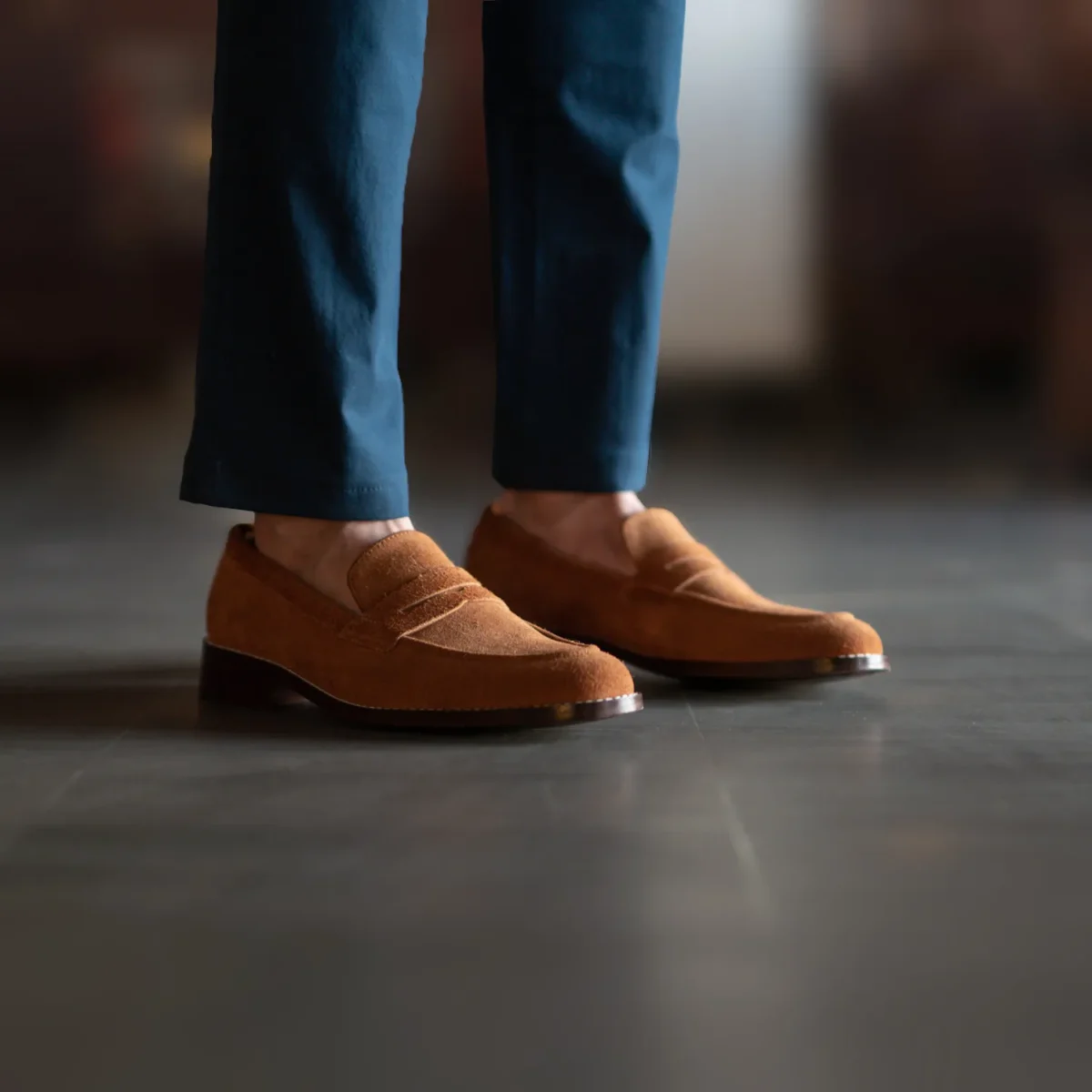 Akron Brown Suede Leather Loafers