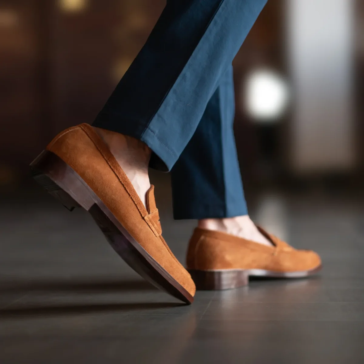 Akron Brown Suede Leather Loafers
