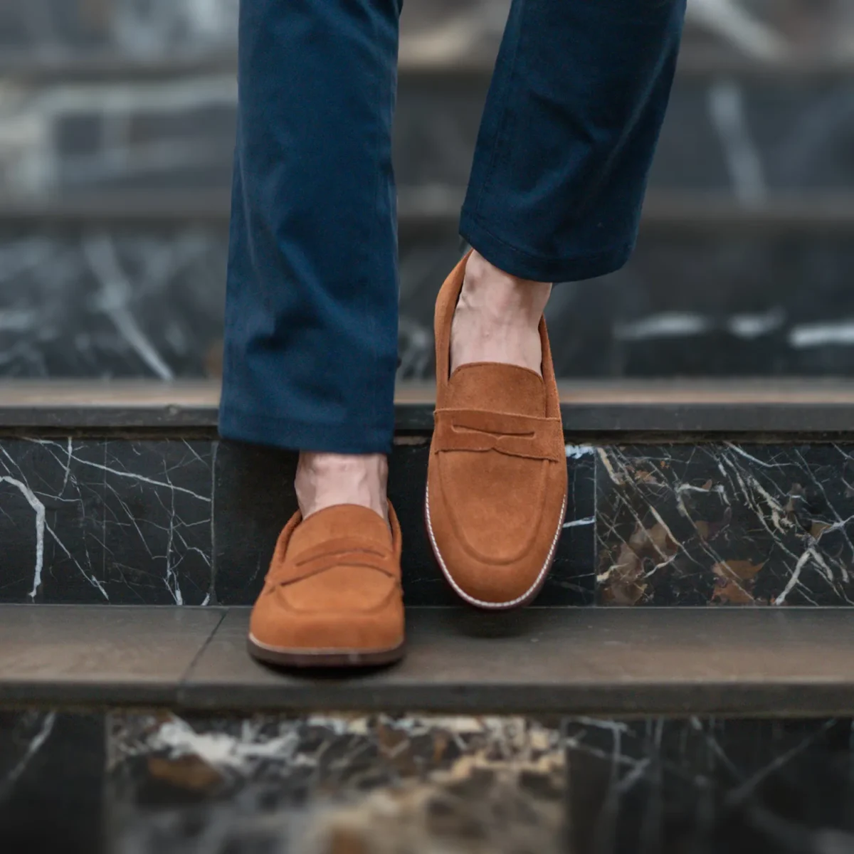 Akron Brown Suede Leather Loafers