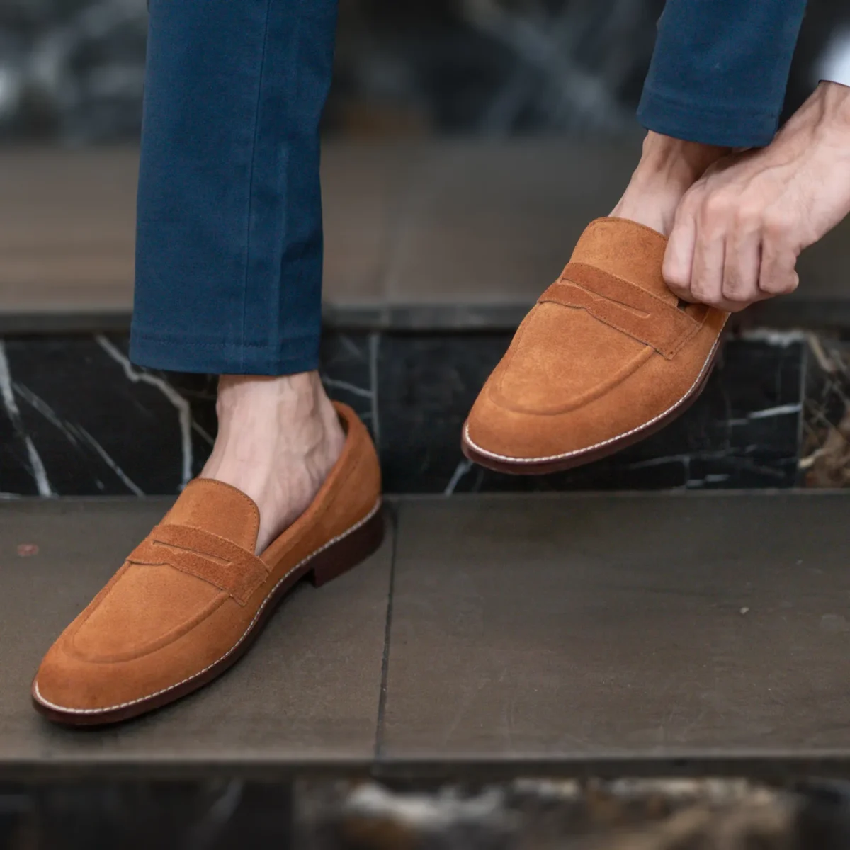 Akron Brown Suede Leather Loafers