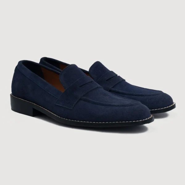 Akron Blue Suede Leather Loafers