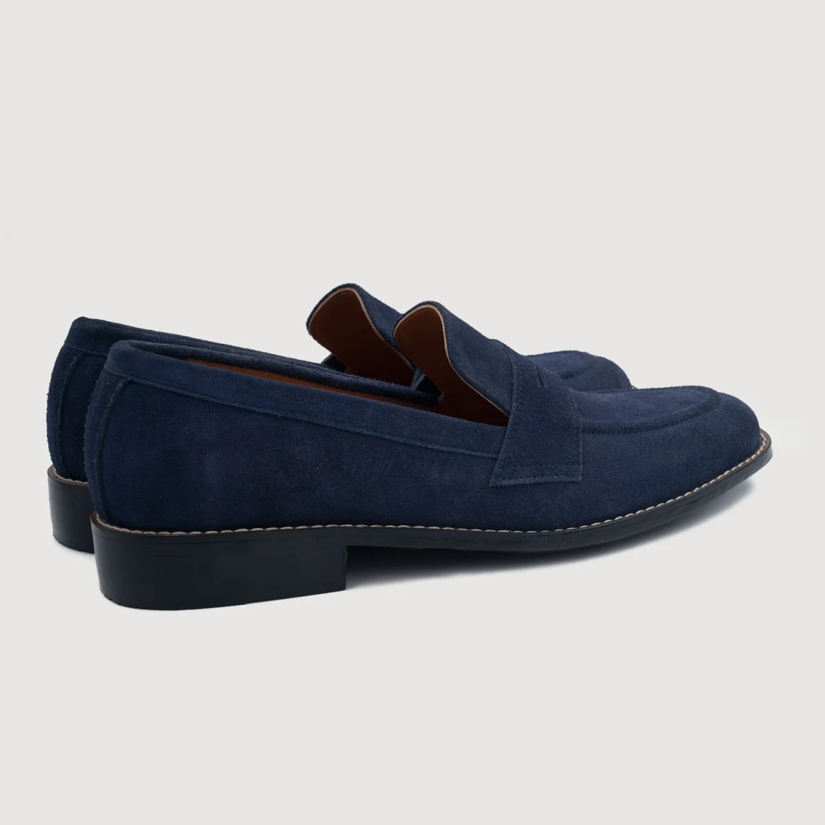 Akron Blue Suede Leather Loafers