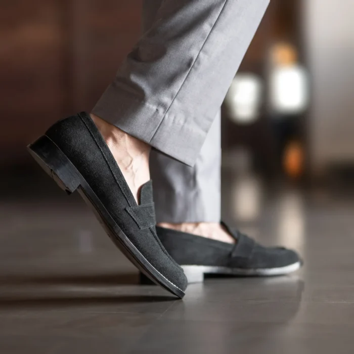 Baxton Black Suede Leather Loafers