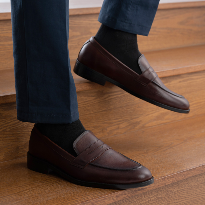 Baxton Burnished Brown Leather Loafers