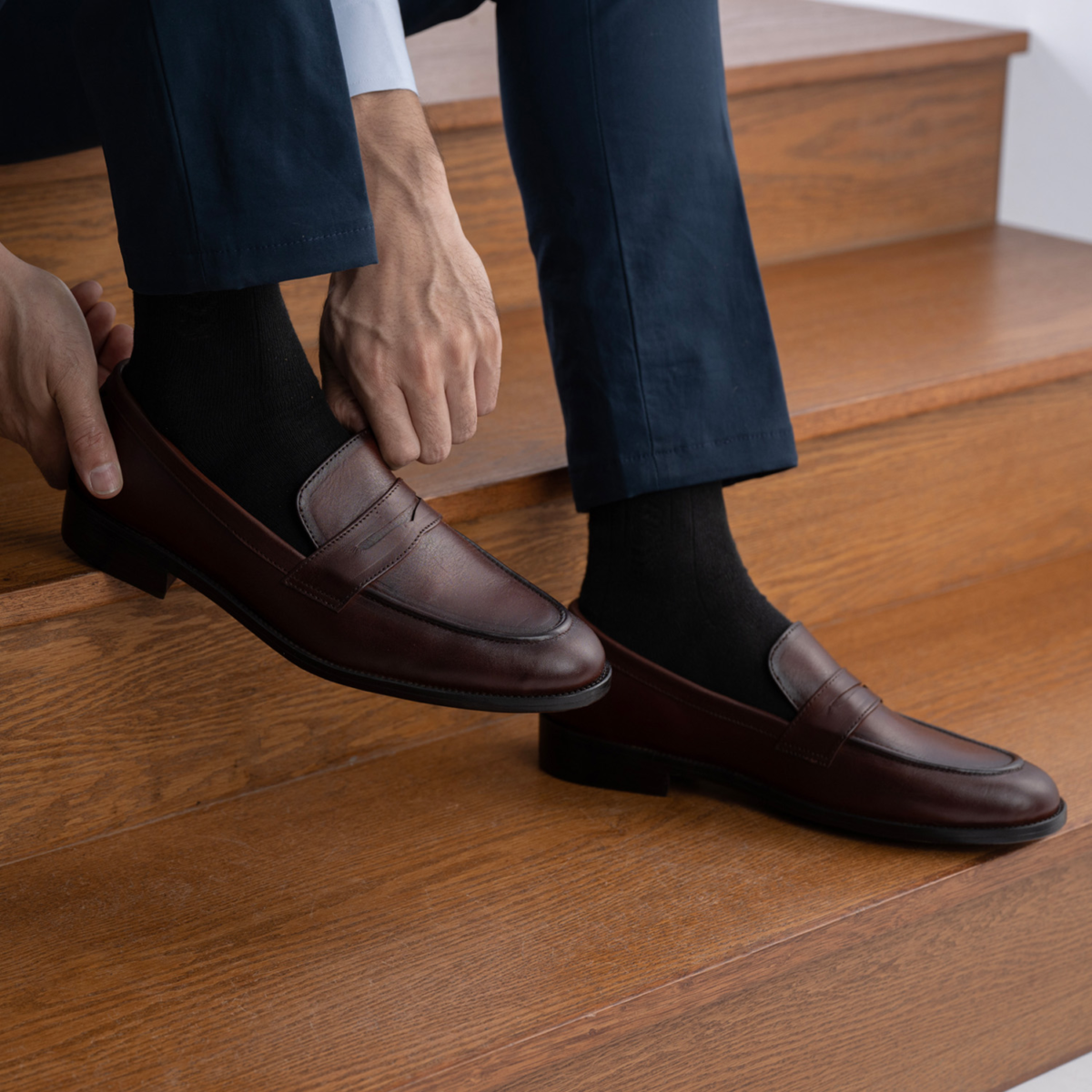 Akron Burnished Brown Leather Loafers