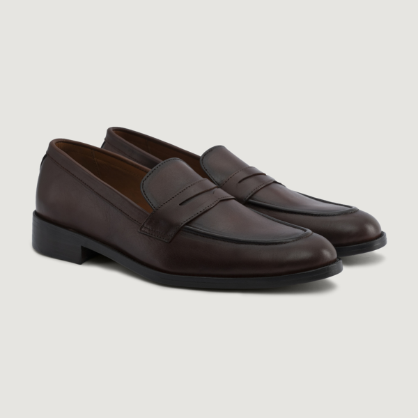 Akron Burnished Brown Leather Loafers