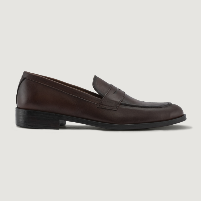 Baxton Burnished Brown Leather Loafers