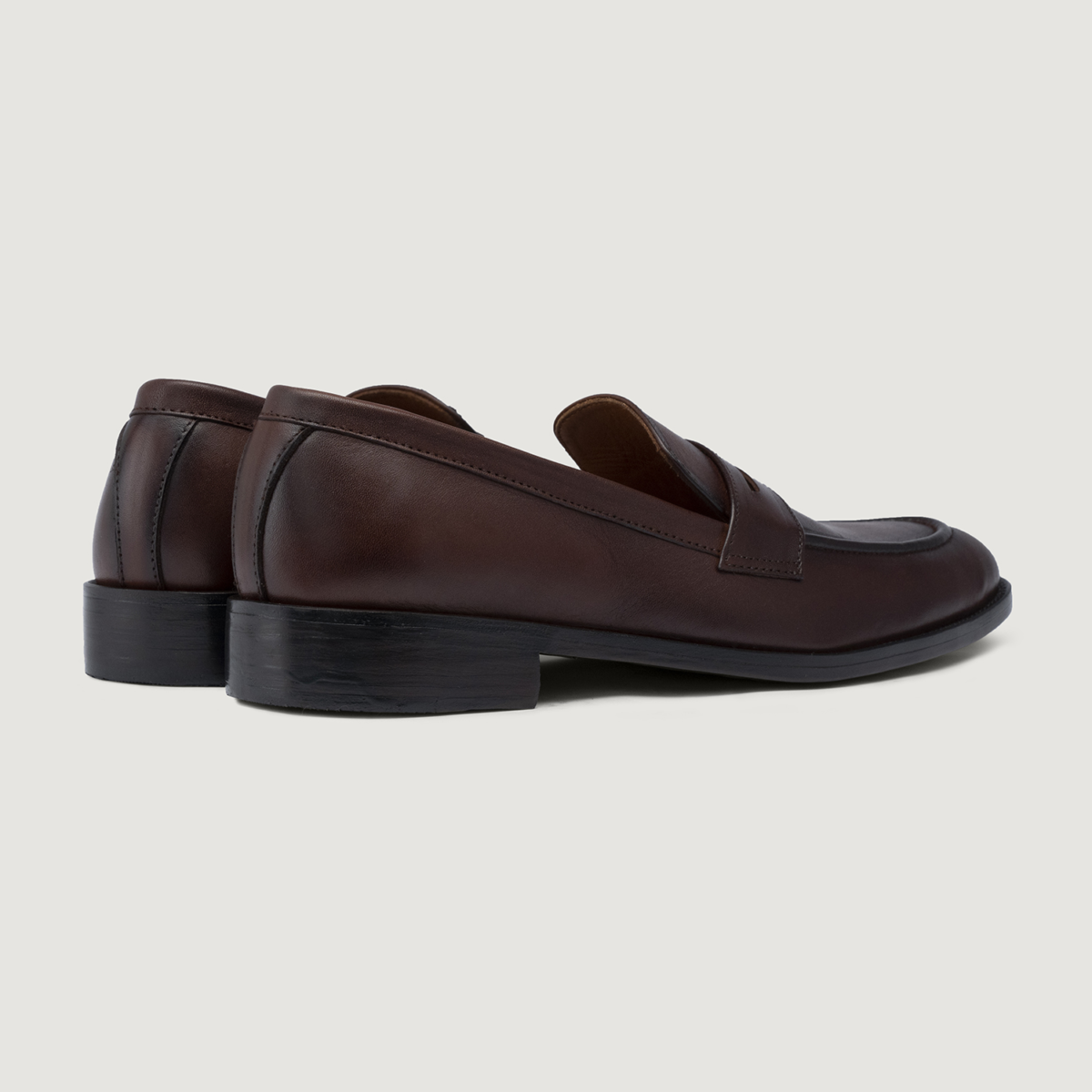 Akron Burnished Brown Leather Loafers