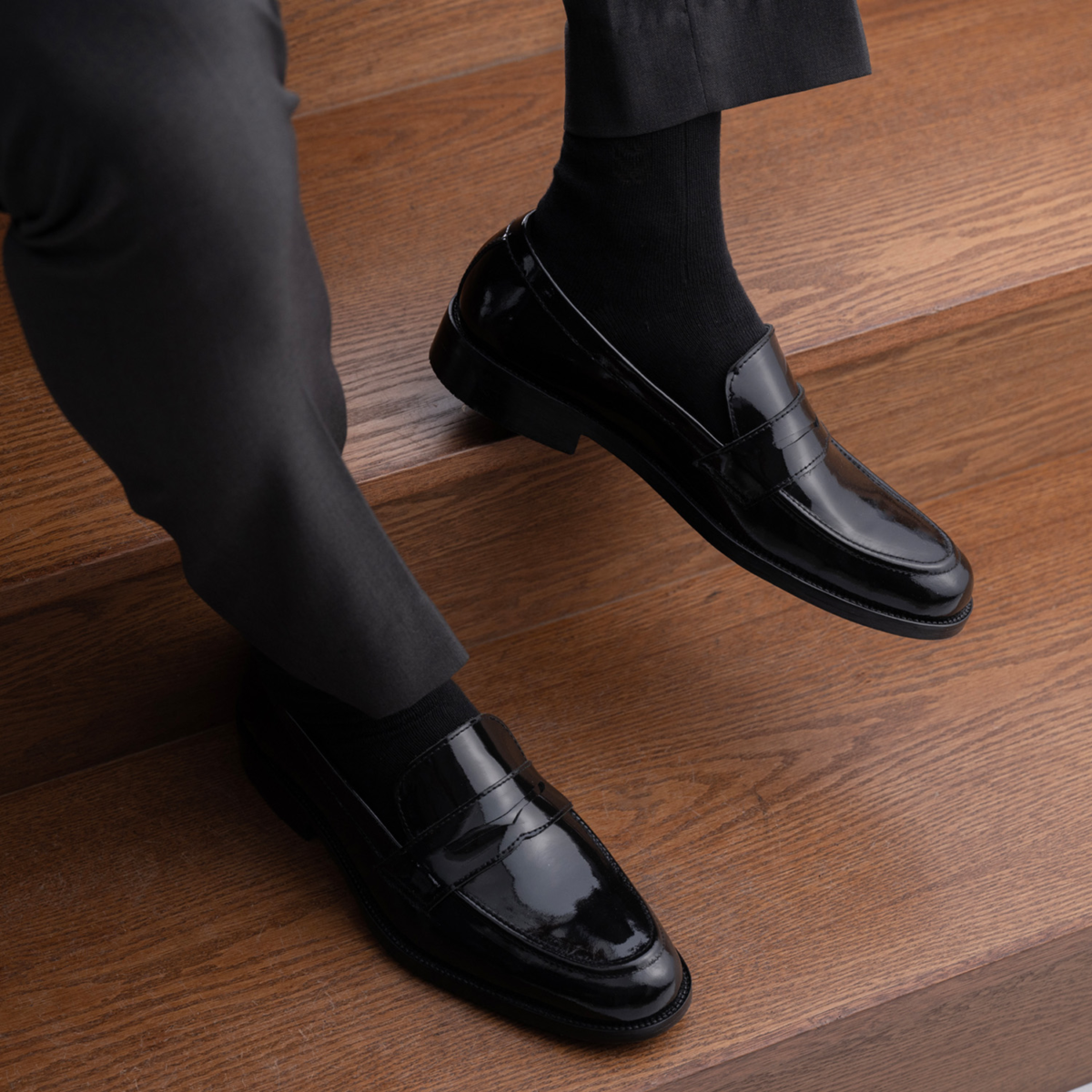 Akron Black Leather Loafers