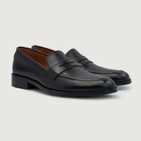 Akron Black Leather Loafers