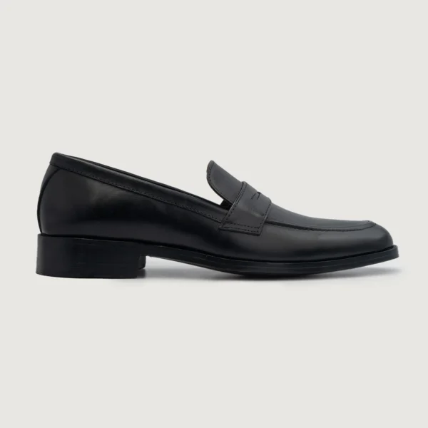 Akron Black Leather Loafers