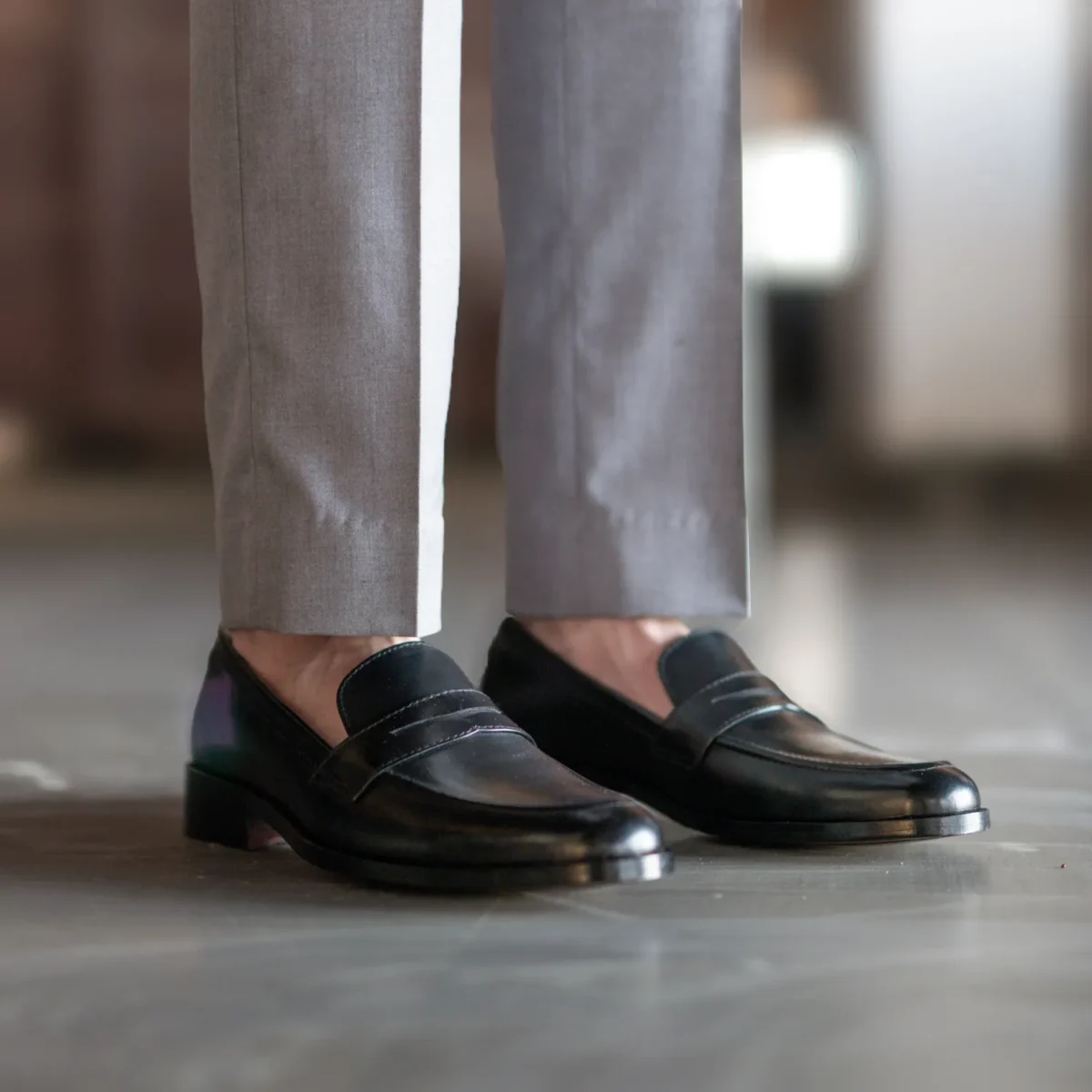 Akron Black Leather Loafers