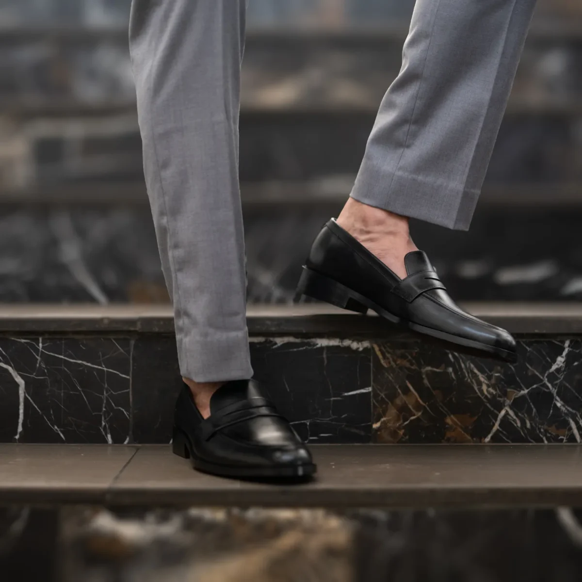 Akron Black Leather Loafers