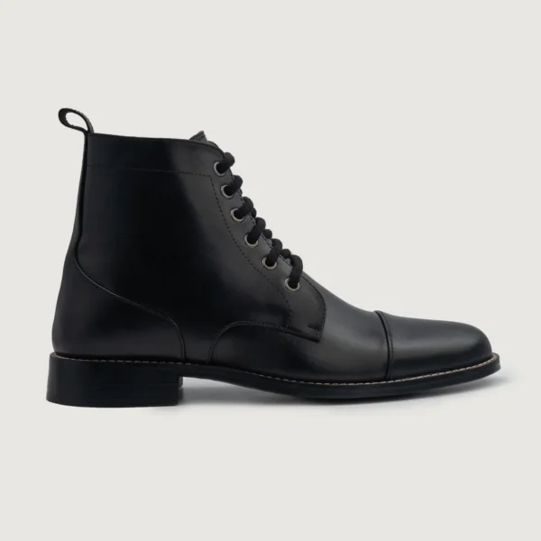 Bronx Black Leather Derby Boots