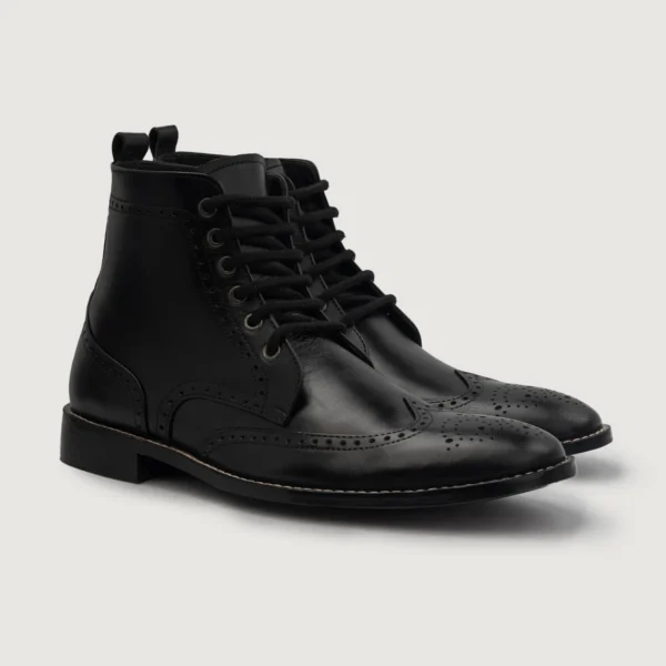 Shelby Black Leather Derby Boots