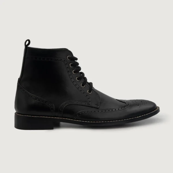 Shelby Black Leather Derby Boots