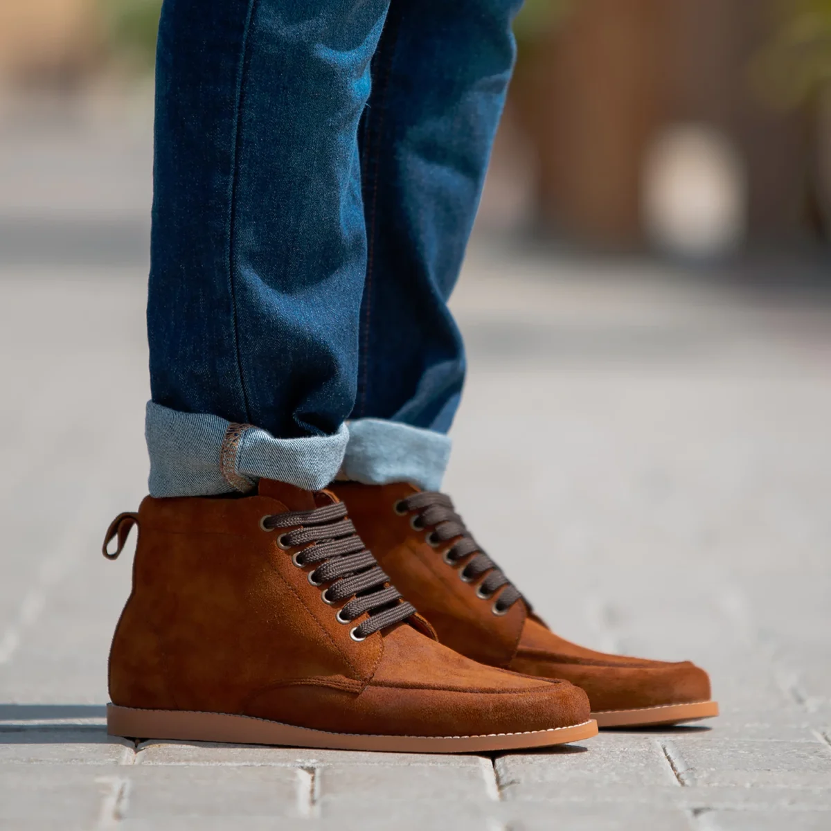 Raleigh Brown Suede Moc Toe Boots