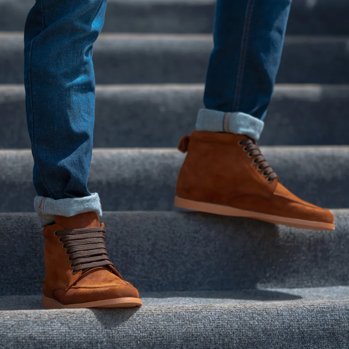 Raleigh Brown Suede Moc Toe Boots