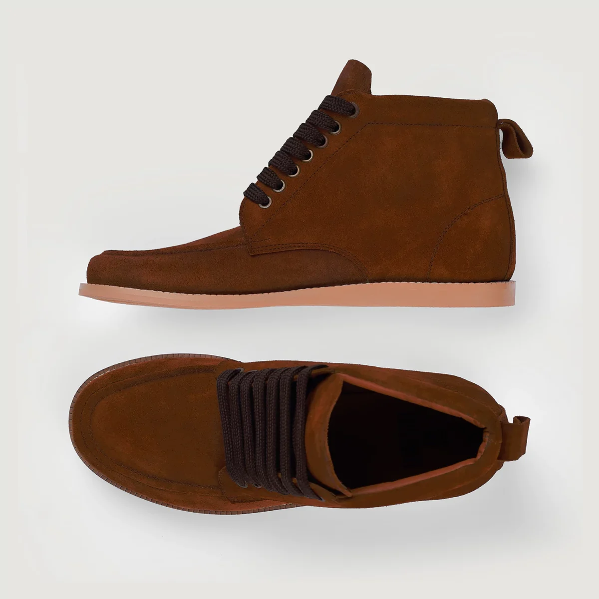 Raleigh Brown Suede Moc Toe Boots