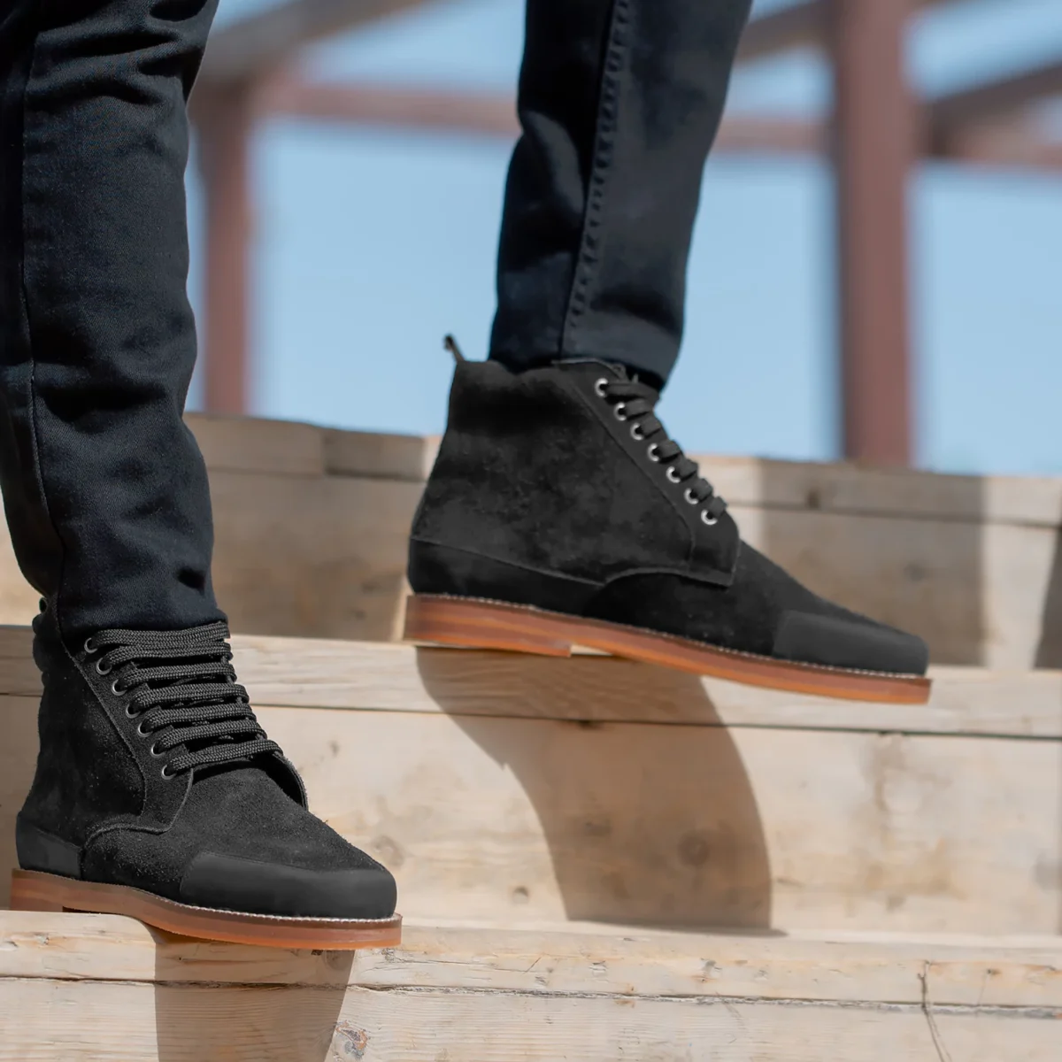 Wilson Black Suede Moc Toe Boots