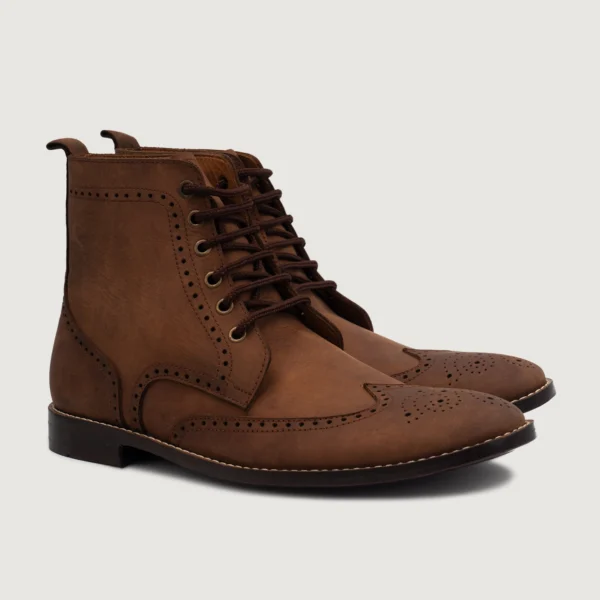 Shelby Brown Oil Pull-up Leather Derby Boots