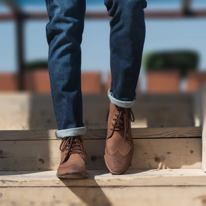 Duster Brogues Derby Oil Pull-up Brown Leather Boots