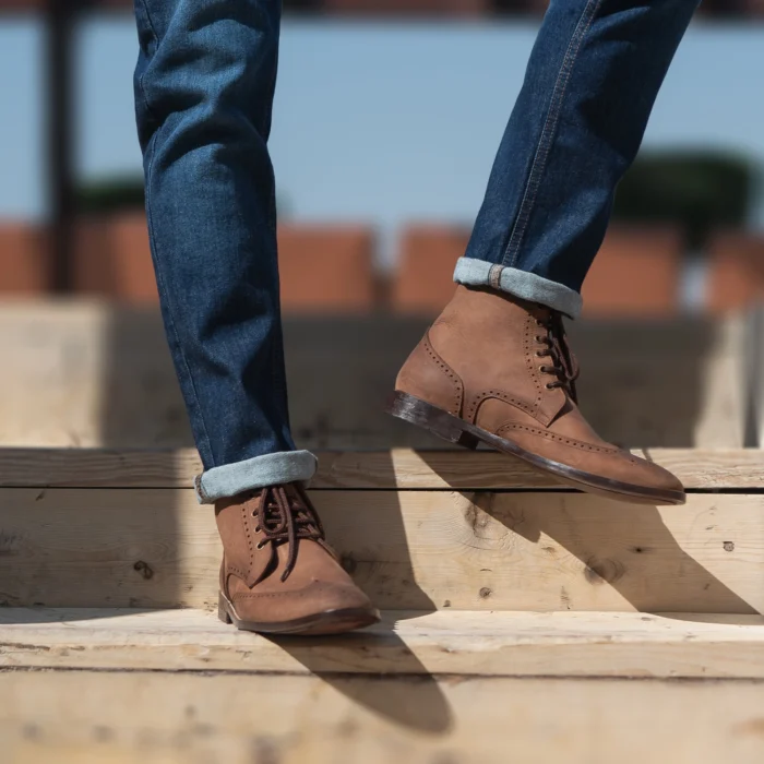 Duster Brogues Derby Oil Pull-up Brown Leather Boots