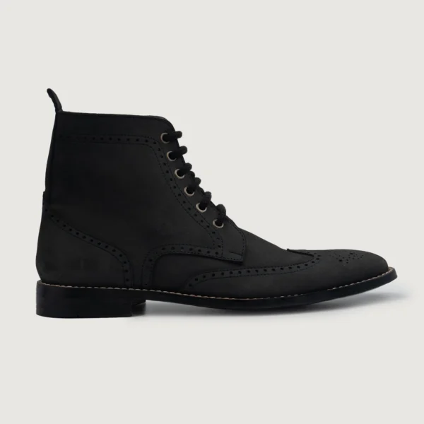 Shelby Black Nubuck Leather Derby Boots