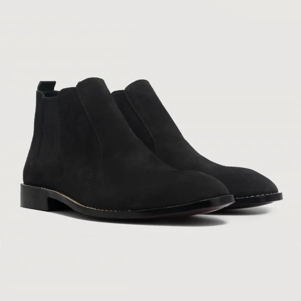 Durham Black Suede Leather Chelsea Boots