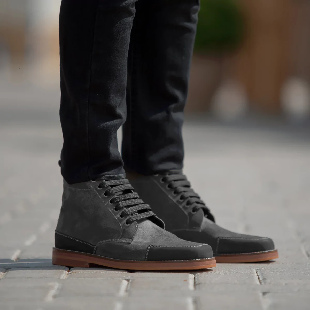 Wilson Grey Suede Moc Toe Boots