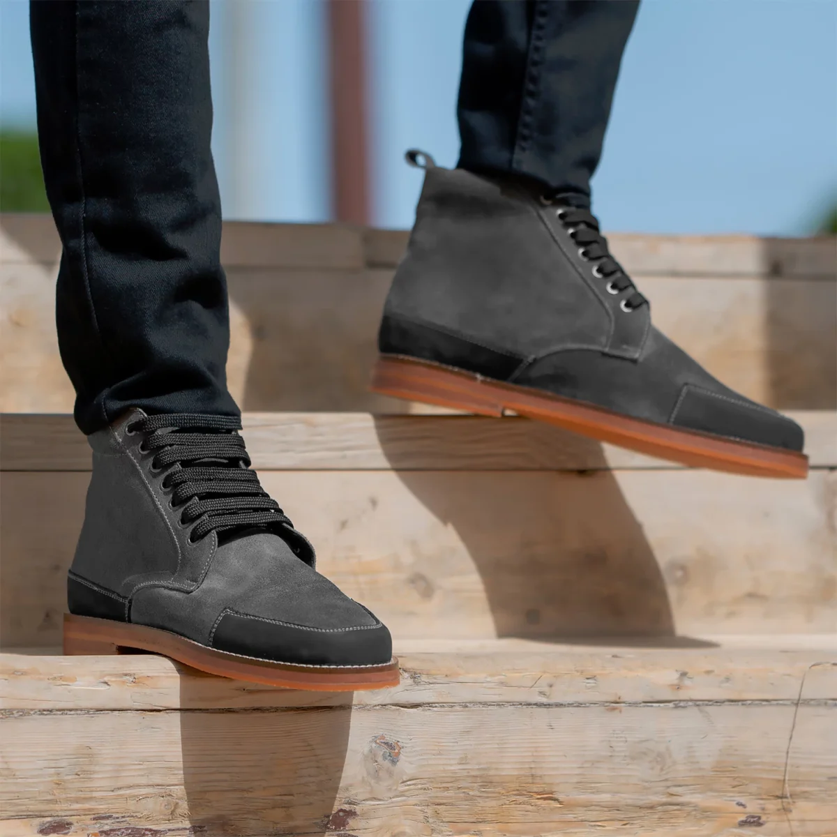 Wilson Grey Suede Moc Toe Boots