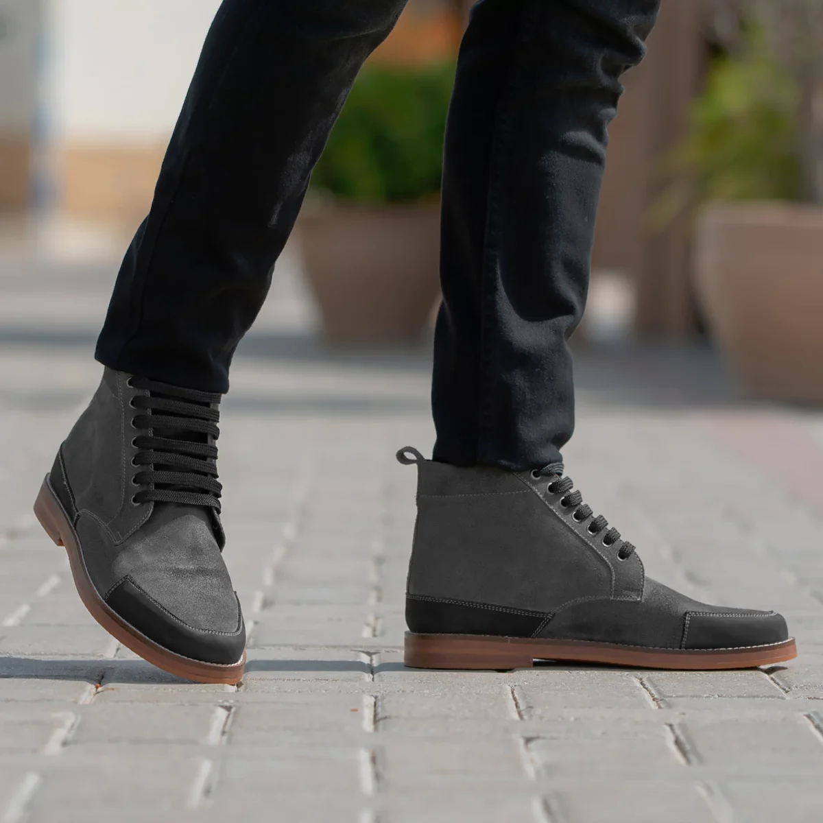 Wilson Grey Suede Moc Toe Boots