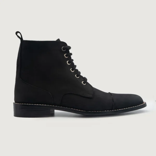 Bronx Black Nubuck Leather Derby Boots