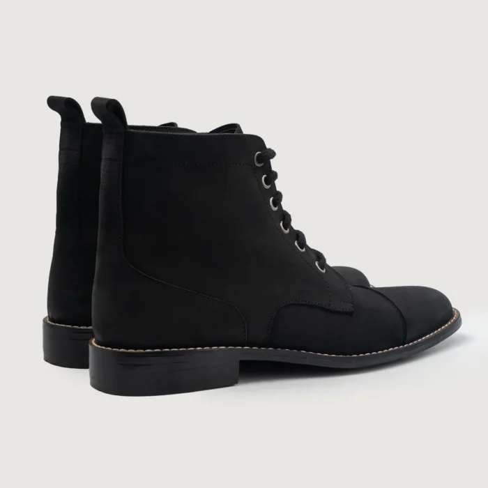 Knight Derby Black Nubuck Leather Boots