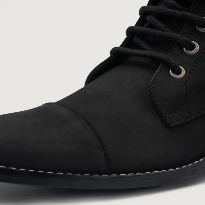 Knight Derby Black Nubuck Leather Boots