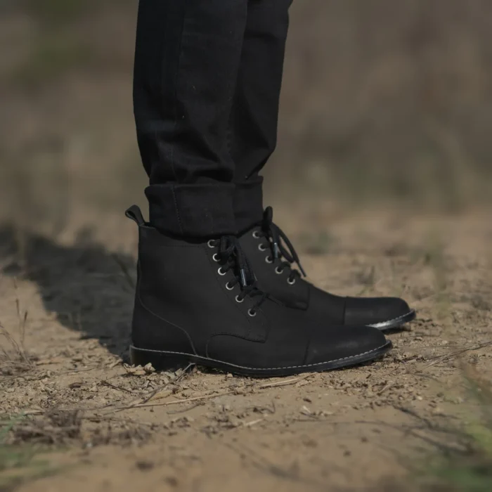 Knight Derby Black Nubuck Leather Boots