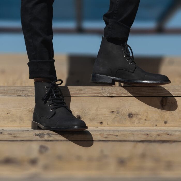 Knight Derby Black Nubuck Leather Boots