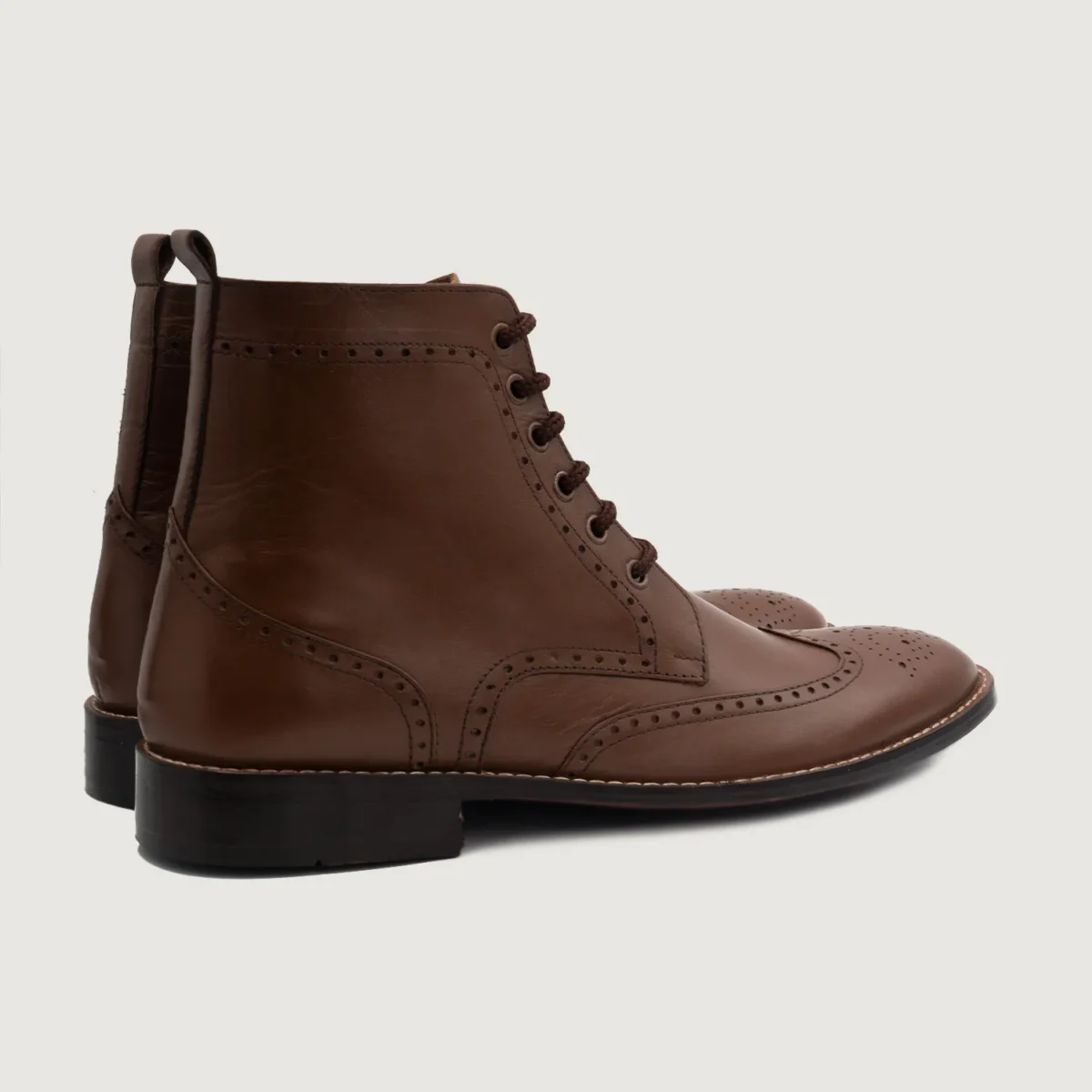 Shelby Brown Leather Derby Boots