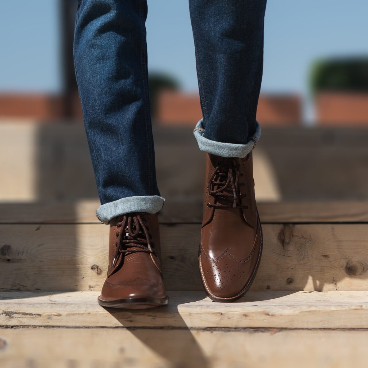 Shelby Brown Leather Derby Boots