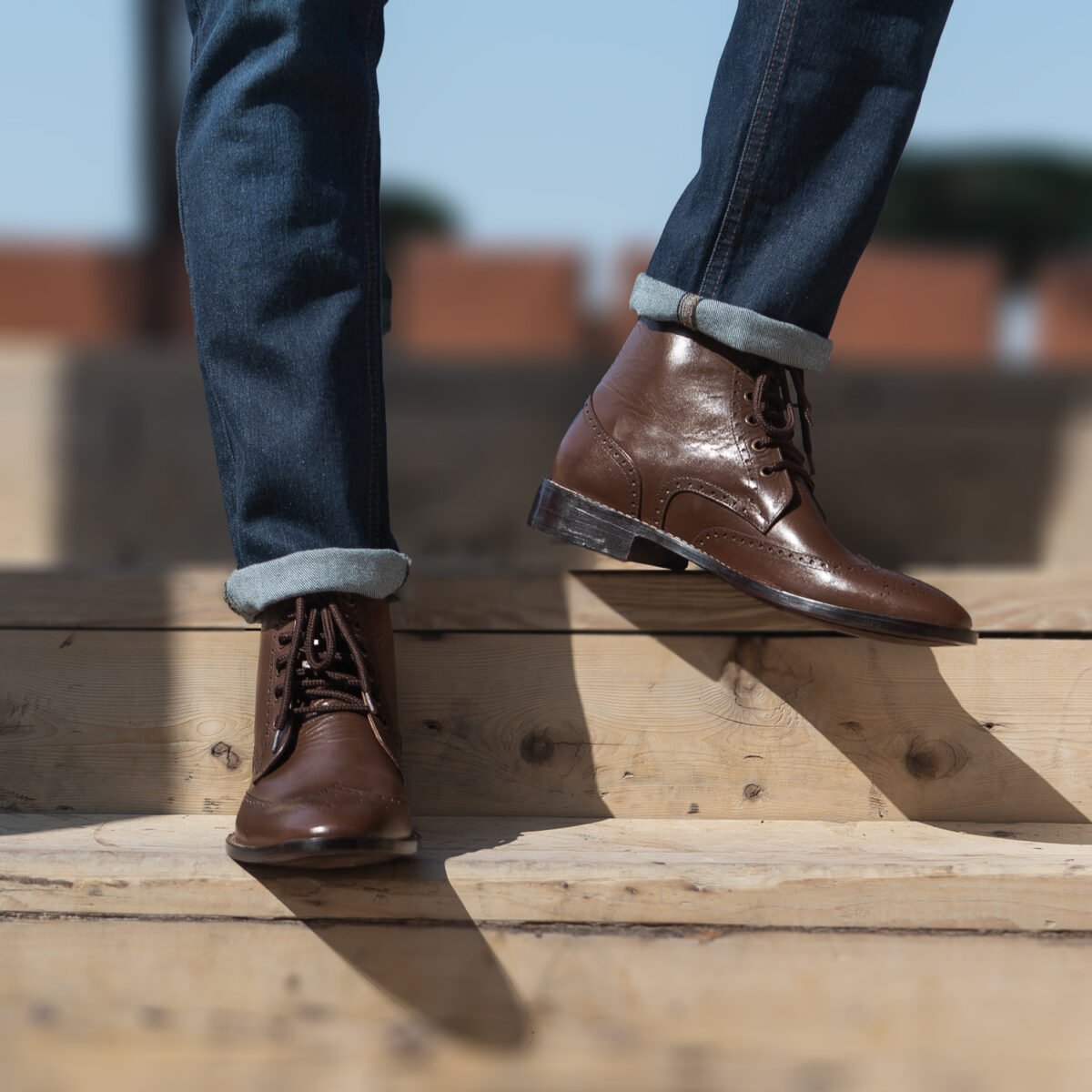 Shelby Brown Leather Derby Boots