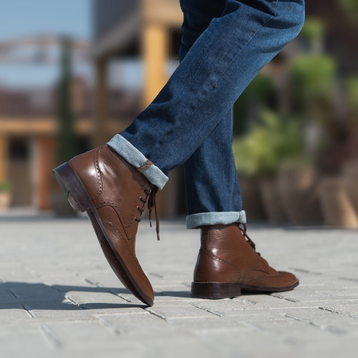 Shelby Brown Leather Derby Boots