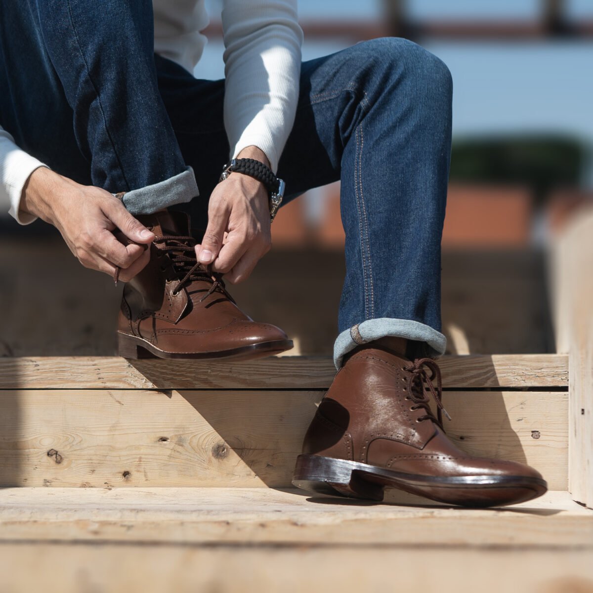 Shelby Brown Leather Derby Boots