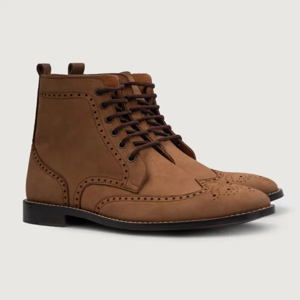 Shelby Brown Nubuck Leather Derby Boots