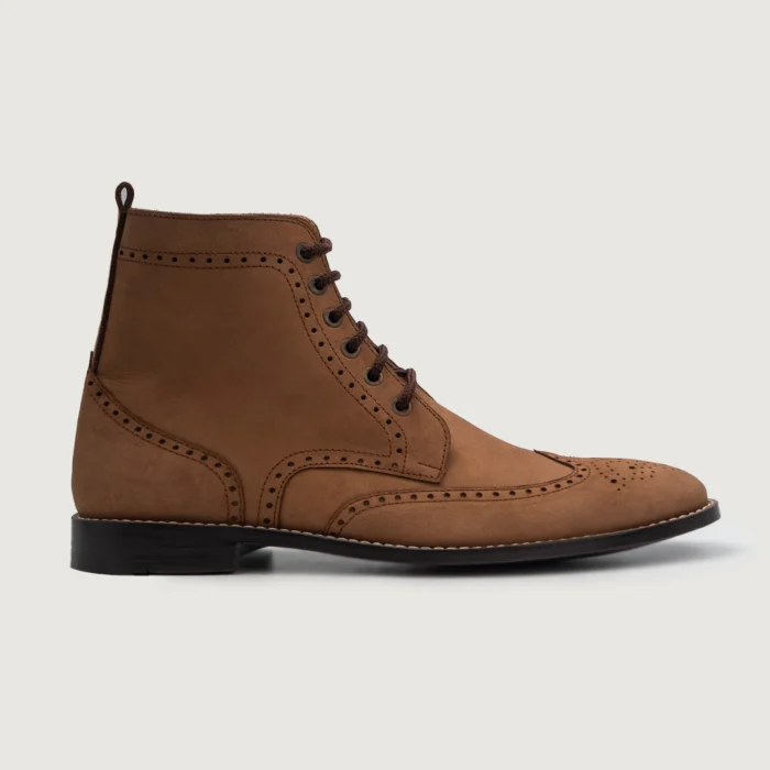 Duster Brogues Derby Brown Nubuck Leather Boots